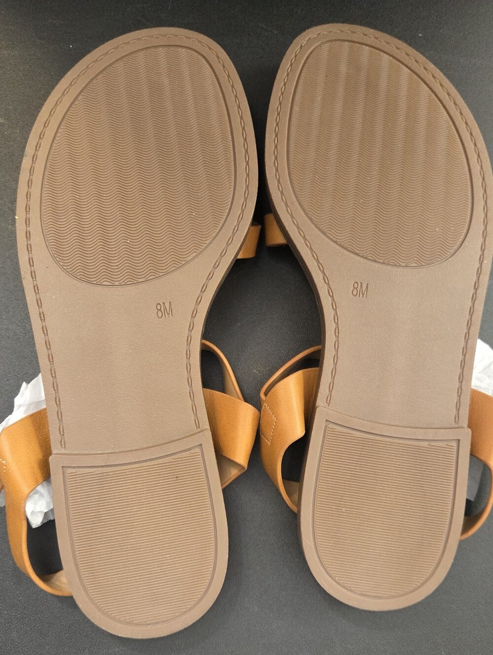 Women's New  Light Brown Flat Sandals With Ankle Strap Size 8M - Picture 4 of 5